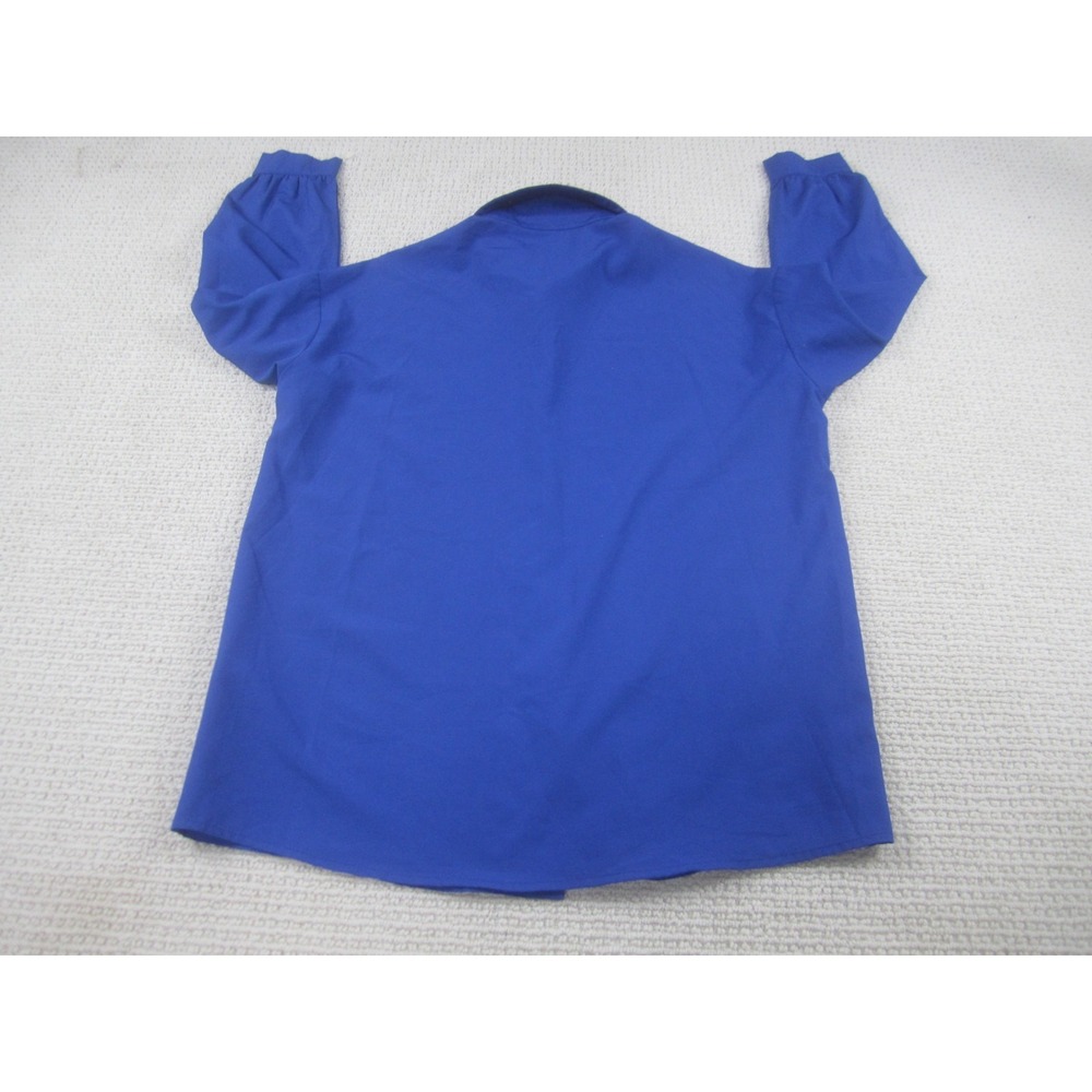 Womens Medium Blue Shirt Long Sleeve Polyester Button Down Casual - Picture 7 of 10